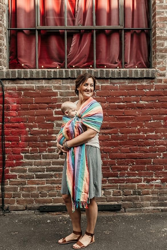 Hip Baby Wrap - 100% Soft Cotton Baby Sling Wrap - Baby Hip Carrier - Nursing Wraps for Breastfeeding, Baby Carrier Sling - Newborn to Toddler Baby Carrying Wrap, Supports 8-35 lbs - Summer Rainbow-BubblyBeeBaby