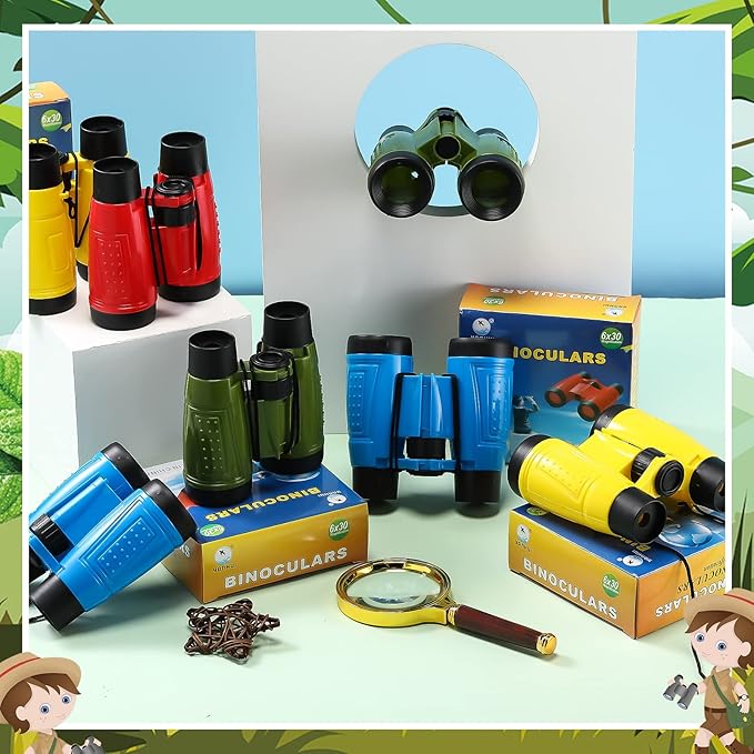 24 Pieces Toy Binoculars with Neck String Assorted Colors Novelty Binoculars Camping Birthday Party Supplies Nature Exploration Toys for Outdoors Indoors Sightseeing, Camping, Birdwatching Wildlife-BubblyBeeBaby