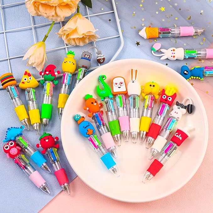 20Pcs Mini Multicolor Pens in One 4-in-1 Cute Pens Bulk for Kids, Fun Kawaii Ballpoint Pen for Birthdays and Children's Party Favors Gifts, Teacher School Supplies-BubblyBeeBaby