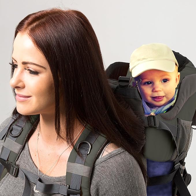 Hiking Baby Carrier Backpack - Comfortable Toddler/Baby Backpack Carrier System with Diaper Change Pad, Insulated Pocket + Rain and Sun Hood to Protect Your Child-BubblyBeeBaby