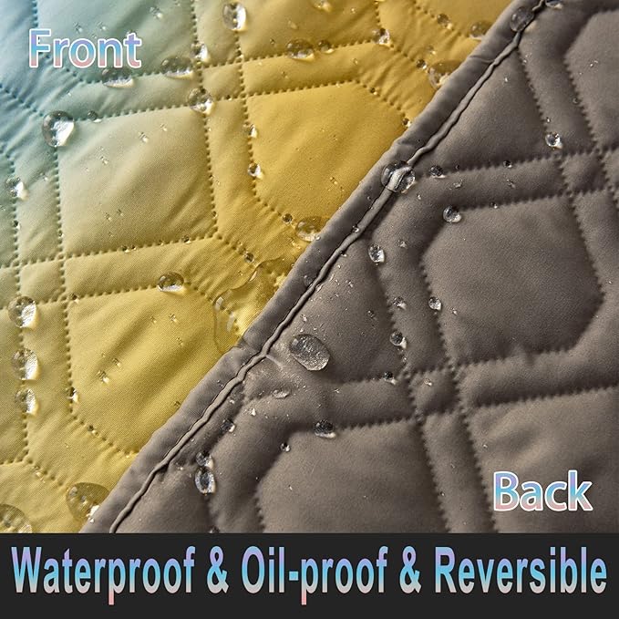 100% Waterproof Dog Bed Cover 86x82 inch Reversible Changing Pad Reusable Camping Mat for Kids/Pet/Dog/Cat Washable Geometric Embroidery Blanket Patchwork Rainbow Ombre Printed+Gray-BubblyBeeBaby