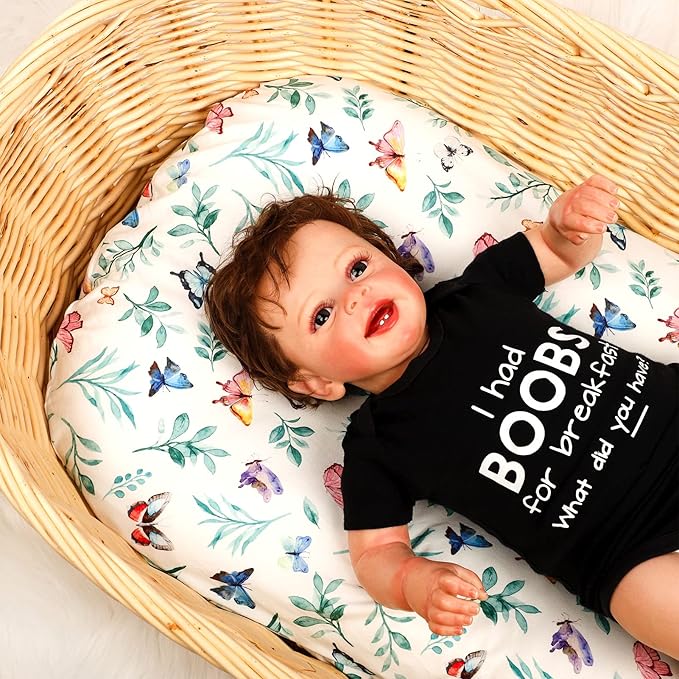 Hooyax Baby Lounger Cover for Boys and Girls, Newborn Lounger Slipcover Removable Infant Floor Seat Baby Nest Cover, Baby Padded Lounger Cover, Butterfly-BubblyBeeBaby