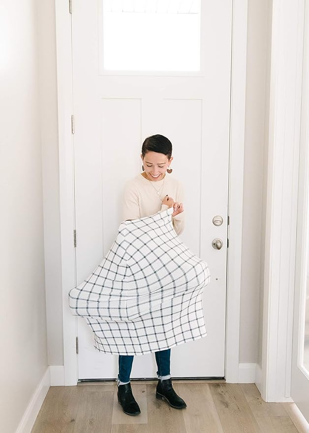 Baby Car Seat Cover Canopy and Nursing Cover Multi-Use Stretchy 5 in 1 Gift Ledger by Copper Pearl-BubblyBeeBaby