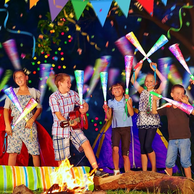 120PCS Glow Fiber Optic Sticks, LED Light Wands, Glow in The Dark Party Supplies, Fiber Optic Wands for Weddings, Birthdays&Events,Flashing LED Party Favors,Colorful Light Sticks for Kids&Adults-BubblyBeeBaby