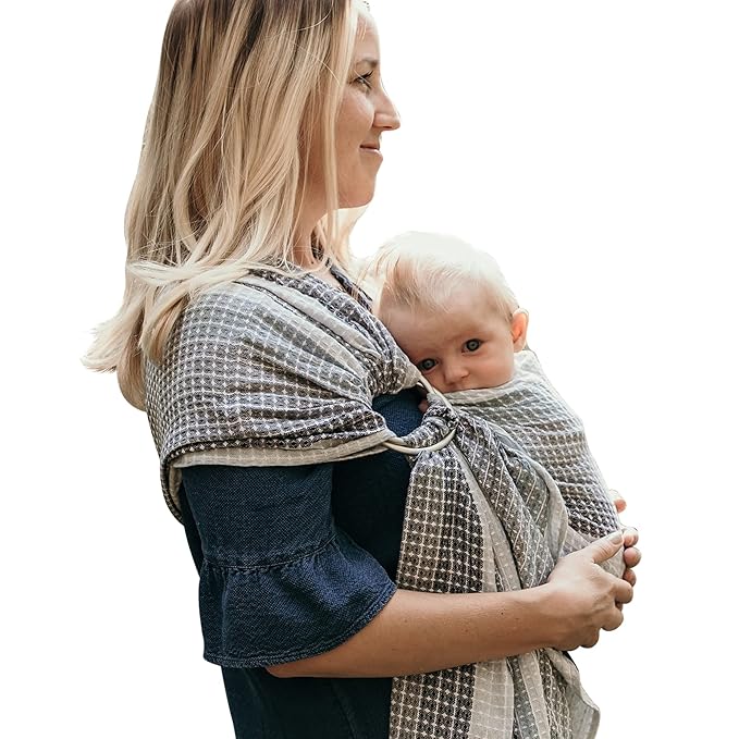Hip Baby Wrap Ring Sling Baby Carrier for Infants and Toddlers - 100% Soft Cotton Baby Wraps Carrier for Babies 8-35 lbs - Perfect Baby Shower Gifts Moms and Dads - Nursing Cover (Moon Honeycomb)-BubblyBeeBaby
