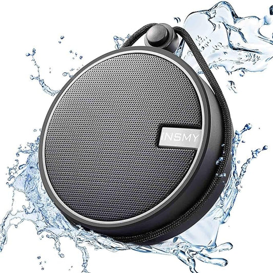 INSMY C12 IPX7 Waterproof Shower Bluetooth Speaker, Portable Small Speaker, Speakers Bluetooth Wireless Loud Clear Sound Support TF Card Suction Cup for Kayak Canoe Beach Gift (Black)-BubblyBeeBaby