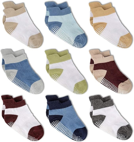 Zaples Baby Non Slip Grip Ankle Socks with Non Skid Soles for Infants Toddlers Kids Boys Girls-BubblyBeeBaby