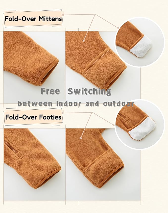 Newborn Baby Fleece Jumpsuit Girls Boys Winter Hooded Coverall Romper Cute Baby Snowsuit Clothes-BubblyBeeBaby