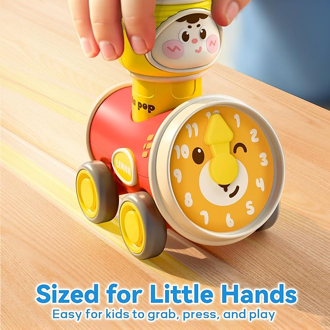 iPlay, iLearn Press to Go Car Toys Set for Toddlers 1-3, Baby Push Go Friction Racing Cars, Infant Play Vehicle Set, 1st Birthday Gifts for 6-9-12-18 Months, 1 2 3 One Years Old Boys Girls Child Kids-BubblyBeeBaby