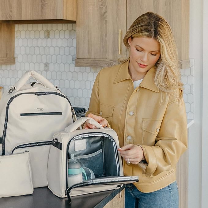 JuJuBe x Witney Carson - New Insulated Bottle Bag, Breastmilk Storage Bag for Baby Bottles, Waterproof Travel Lunch Bag or Cooler Bag for Nursing, Milk, Food, Snacks, Cloud, Mothers Day Gift-BubblyBeeBaby