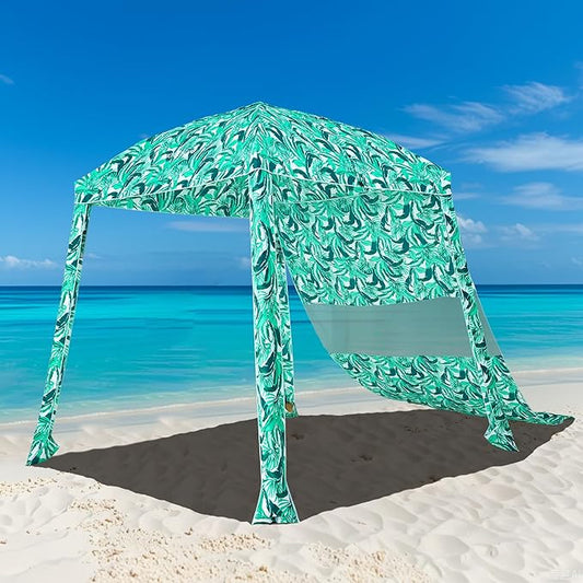 HOMEDEMO Beach Canopy UPF 50+, 6'×6', Easy Set up and Take Down Tent with Sand Pockets, Side Wall Shade Wind Waterproof for Kids, Family & Friends-BubblyBeeBaby