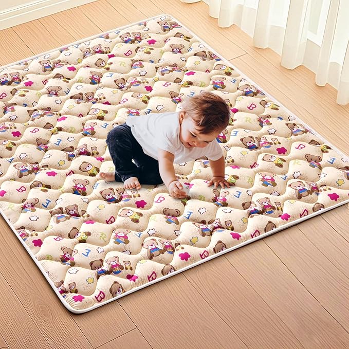 High-Density Foam Baby Play Mat, 36x36 Inches Thicken One-Piece Comfortable and Soft Playmat, Non Slip Machine Washable Floor Mat for Infants, Tapete para Bebes,Toddlers-BubblyBeeBaby