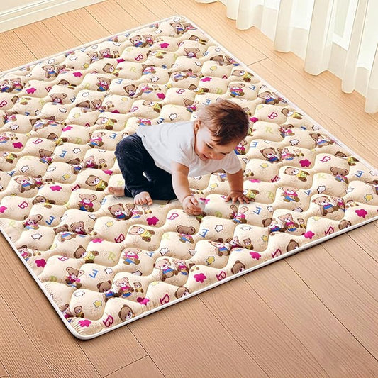 High-Density Foam Baby Play Mat, 36x36 Inches Thicken One-Piece Comfortable and Soft Playmat, Non Slip Machine Washable Floor Mat for Infants, Tapete para Bebes,Toddlers-BubblyBeeBaby