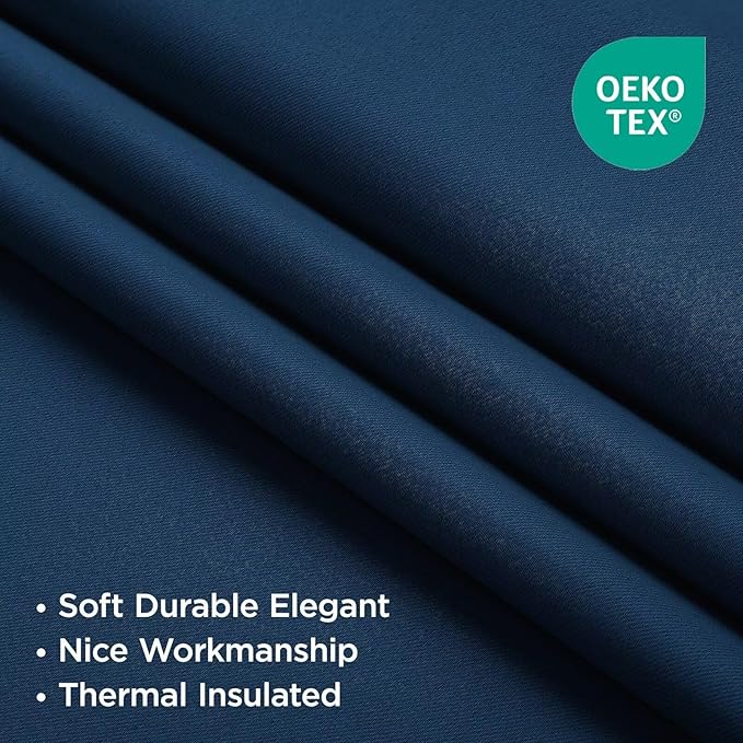 Joydeco Blackout Curtains 84 Inch Length 2 Panels Set, Thermal Insulated Black Out Curtains for Bedroom, Room Darkening Drapes for Living Room Window (W52 x L84 Inch, Navy Blue)-BubblyBeeBaby