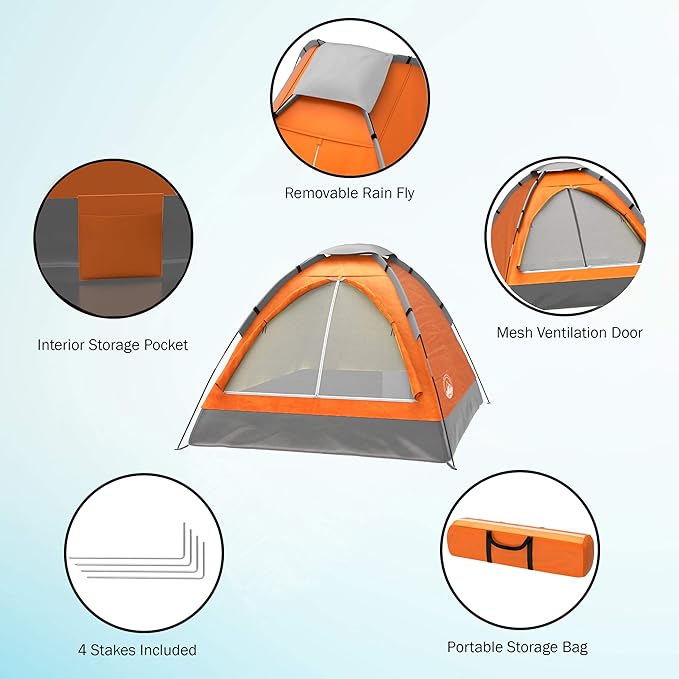 2-Person Dome Tent – Easy Set Up Shelter with Rain Fly and Carrying Bag for Camping-BubblyBeeBaby