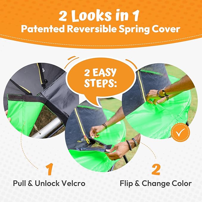 JUMPZYLLA Trampoline Outdoor 8FT 10FT 12FT 14FT 15FT 16FT with Enclosure and Ladder, ASTM Approved Recreational Trampoline for Kids and Adults, Anti-Rust Coated Frame-BubblyBeeBaby