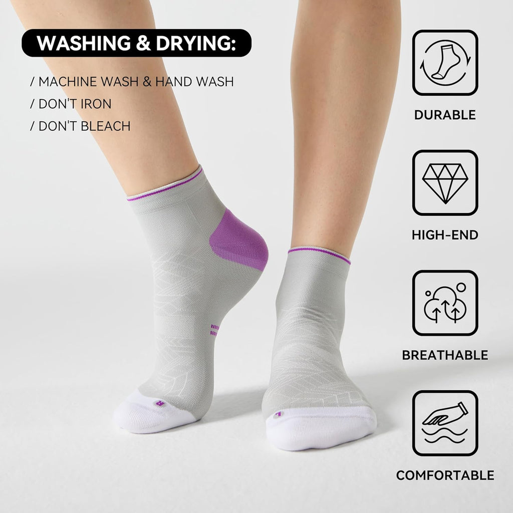 CS CELERSPORT 2/5 Pairs Ankle Compression Socks for Men and Women Running Athletic Socks