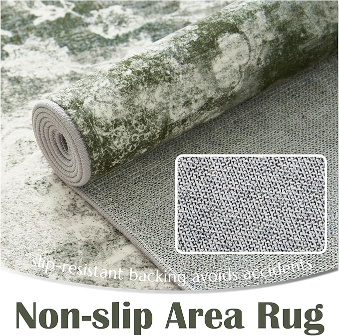 jinchan Green Runner Rug 2x6 - Vintage Floral Machine Washable Distressed Design Non-Slip Low-Pile Soft Thin Carpet for Hallway Kitchen Farmhouse Bedroom Entryway Laundry Room (2x6ft,Forest Green)-BubblyBeeBaby