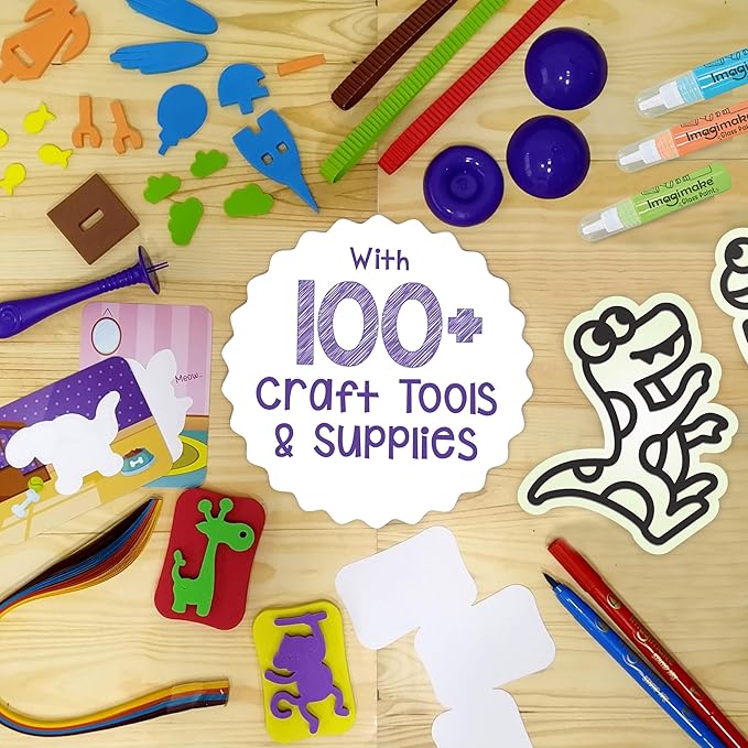 Imagimake 5 in 1 Awesome Craft Kit | Over 15 Projects - Creative DIY Arts & Crafts, Craft Kit for Kids | Gifts for 5 6 7 8 9 10 11 12 Years Old Girls & Boys | Arts and Crafts for Kids Ages 6-8 & 8-12-BubblyBeeBaby