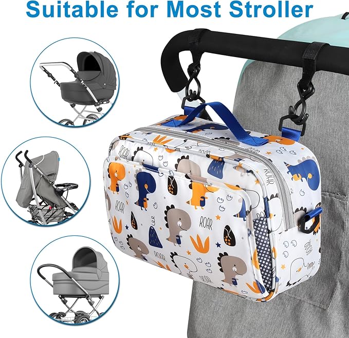 Accmor Stroller Organizer, Universal Stroller Organizer with Insulated Cup Holder Pocket, Dual Purpose Large Capacity Stroller Bag Caddy, Stroller Accessories Fits for Uppababy, Doona, Nuna Strollers-BubblyBeeBaby