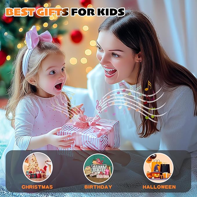 Karaoke Machine for Kids & Adults, Portable Bluetooth Mini Karaoke Speaker with 2 Wireless Microphone and Lights, Birthday Gifts for Girls & Boys, Toys for Girls, Family Home Party (Black)-BubblyBeeBaby