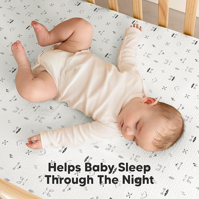 KeaBabies 2-Pack Muslin Crib Sheets for Boys, Girls - 100% Organic Cotton Fitted Baby Crib Mattress Sheet, Soft Breathable Standard Toddler Bed Cover Bedding Set, Neutral, Durable 52x28 (Nordic)-BubblyBeeBaby