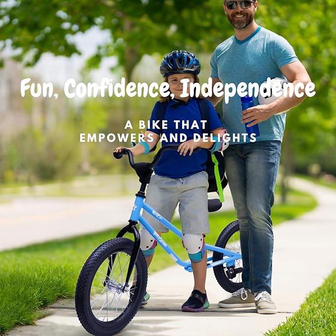 16 Inch Kids Balance Bike for 5-8 Year Old, BMX Kids Bike with No Pedals, Air Rubber Tires, Footrests, Adjustable Height for Big Kids, Boys, Girls-BubblyBeeBaby