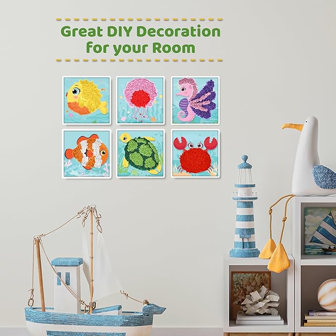 jackinthebox Poke Poke Art – Ocean Theme, Mess-Free Fabric Art and Craft, Flower Pressing Kits, Gift for Kids, Toys for Girls and Boys Ages 4 5 6 7 8-BubblyBeeBaby