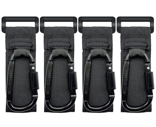 4 Pcs Baby Stroller Hook, Carry 30 lbs per Stroller Carabiner Clip, Adjustable Baby Stroller & Car Seat Hook for Hanging Diaper Bag, Wheelchair,Golf cart, Shopping and Pet Cart-BubblyBeeBaby
