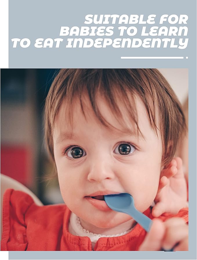 10 Pcs Silicone Baby Spoons and Forks, Chewable Utensils for Self-Feeding, Kids Utensils for Over 6 Months Babies-BubblyBeeBaby