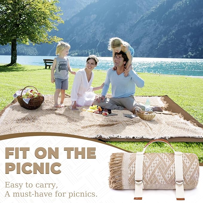 2 in 1 Extra Large 80"* 80" Rug Picnic Waterproof Outdoor Beach Blanket Foldable Camping Mat Car Travel Necessities Mountaineering Essentials Camper Accessories Backpacking Gear Trip Supplies-BubblyBeeBaby