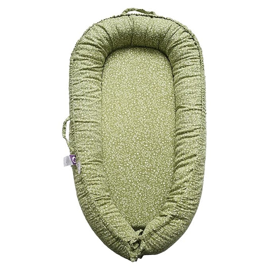 Infant Lounger, Baby Nest Cover for Baby Girls & Boys, Newborn Essentials for Baby 0-18+ Months, 100% Cotton Breathable (Green_Wonder, Cotton_Muslin)-BubblyBeeBaby