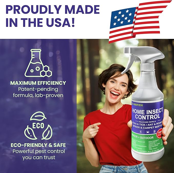 Home Insect Pest Control Spray 16oz – Kills & Repels Fleas, Ticks, Ants, Roaches, Spiders, Bed Bug and More on Contact with Peppermint Oil; Natural Safe and Effective Indoor & Outdoor Solution-BubblyBeeBaby