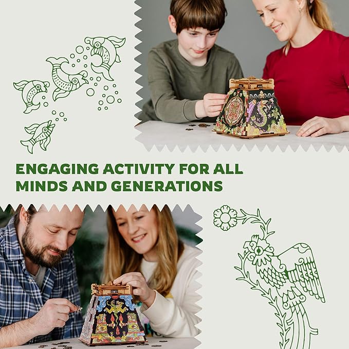 iDventure Cluepuzzle Expansion The Aztec Realms | Wooden Puzzle with 200+ Pieces | Escape Room Game | Gift Box | 4 Designs | Puzzle Size 20x12 cm | Wooden Puzzles for Adults and 10+ | Gift | Hobby-BubblyBeeBaby
