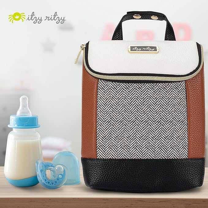 Itzy Ritzy Insulated Bottle Bag – Keeps Bottles Warm or Cool - Holds 3 Bottles & Features Interior Pocket For Ice Pack (Not Included), Coffee and Cream-BubblyBeeBaby