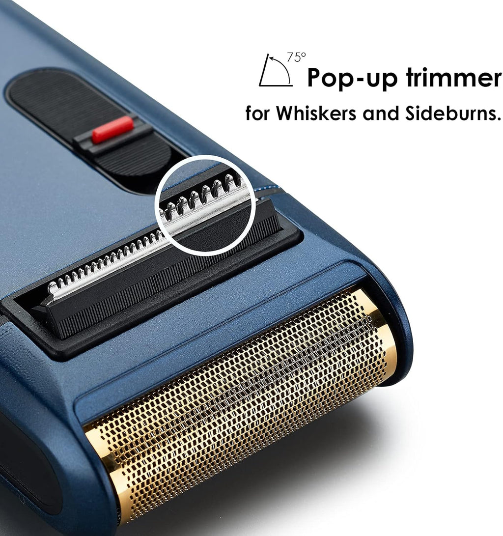 Retro Electric Razor for Men, Rechargeable Mens Gold Foil Shavers,Travel Electric Shavers for Men(Blue)