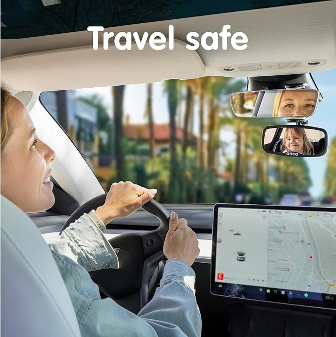 Onco Forward Facing Baby Car Mirror - Clip On Car Mirror for Baby, 100% Shatterproof & Shakeproof, Newborn Essentials-BubblyBeeBaby