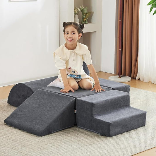 Jela Foam Blocks 6Pcs Soft Play Equipment Luxury Corduroy Fabric, Toddler Climbing Toys Indoor Soft Play for Toddlers-BubblyBeeBaby