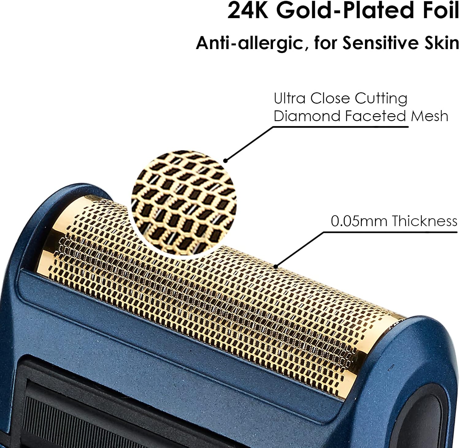 Retro Electric Razor for Men, Rechargeable Mens Gold Foil Shavers,Travel Electric Shavers for Men(Blue)