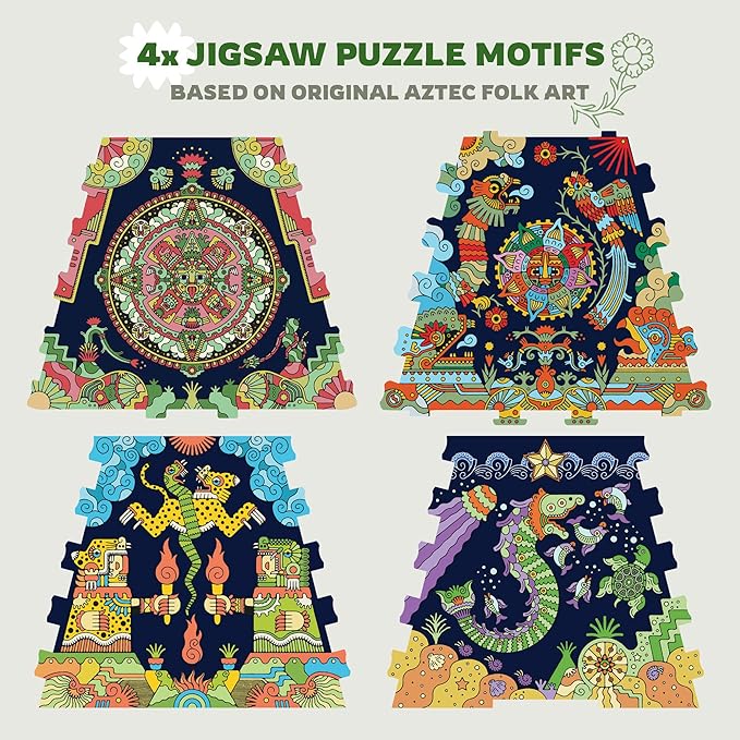 iDventure Cluepuzzle Expansion The Aztec Realms | Wooden Puzzle with 200+ Pieces | Escape Room Game | Gift Box | 4 Designs | Puzzle Size 20x12 cm | Wooden Puzzles for Adults and 10+ | Gift | Hobby-BubblyBeeBaby