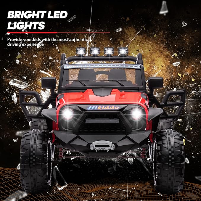 24V 9Ah Ride on Toy for Big Kids, 4x4 2 Seater Ride on Car Truck w/Remote Control, 4x200W Motors - Bright Red-BubblyBeeBaby
