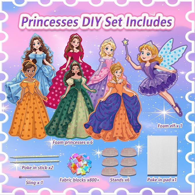 JRD&BS WINL Poke in Fun Art Kit for Kids Toys Age 3-12 Year Old 3D Creative Princesses for Girls Birthday Gifts for 3 4 5 6 7 8 9…… Year Old Boy DIY Craft Art Kit for Teens Beginner Kids-BubblyBeeBaby