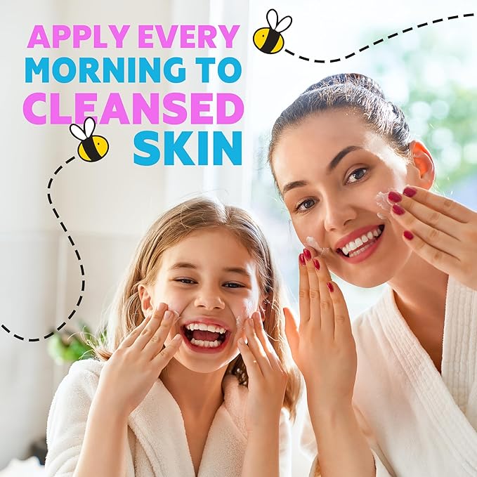 Kid Face Sunscreen Moisturizer with SPF – SPF 30 Mineral Face Sunscreen – Lightweight, Non-Greasy, Reef-Safe with Zinc Oxide & Niacinamide – Broad-Spectrum UV Protection – Daily Moisturizer for Kids-BubblyBeeBaby