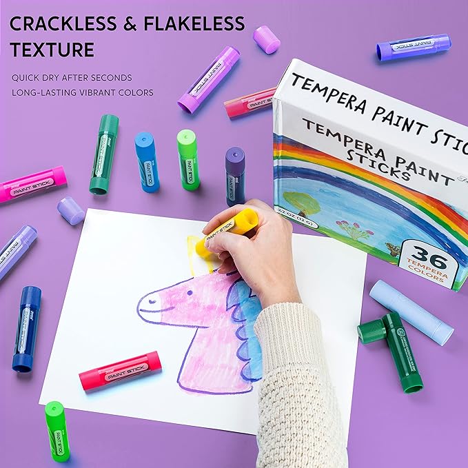 JOYIN 36 Colors Washable Tempera Paint Sticks, Art Supplies, Paint for Kids, Quick Drying and No Mess Arts Project, Gifts for Kids and Artists-BubblyBeeBaby