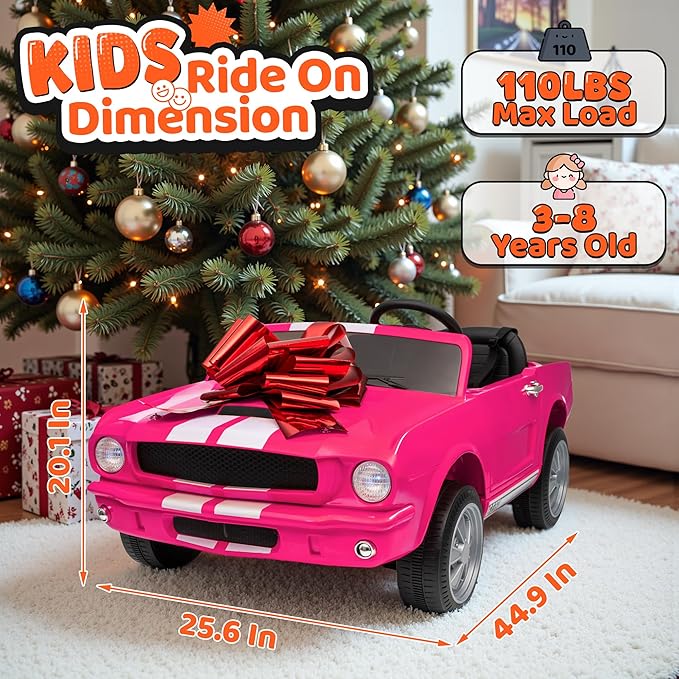 24V 2 Seater Ride on Toys, Licensed Shelby Cobra Kids Power Car Wheeler Ride On Toy w/ 2WD/4WD Switchable, Remote Control, 19" Spacious Seat, 4 Spring Suspension, Music, Bluetooth-BubblyBeeBaby