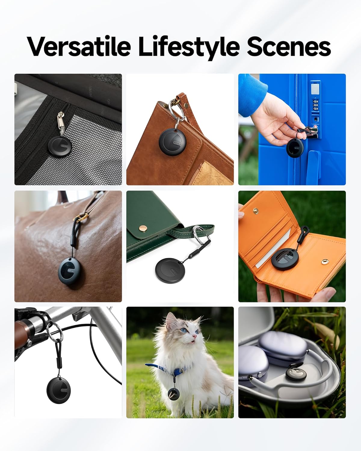 MiTag Duo - Bluetooth Tracker for iOS or Android, Smart Tracking Tag/Key Finder/Luggage Tracker/Item Locator, Compatible with iOS Find My or Google Find Hub App, IP67 Waterproof (4 Packs)