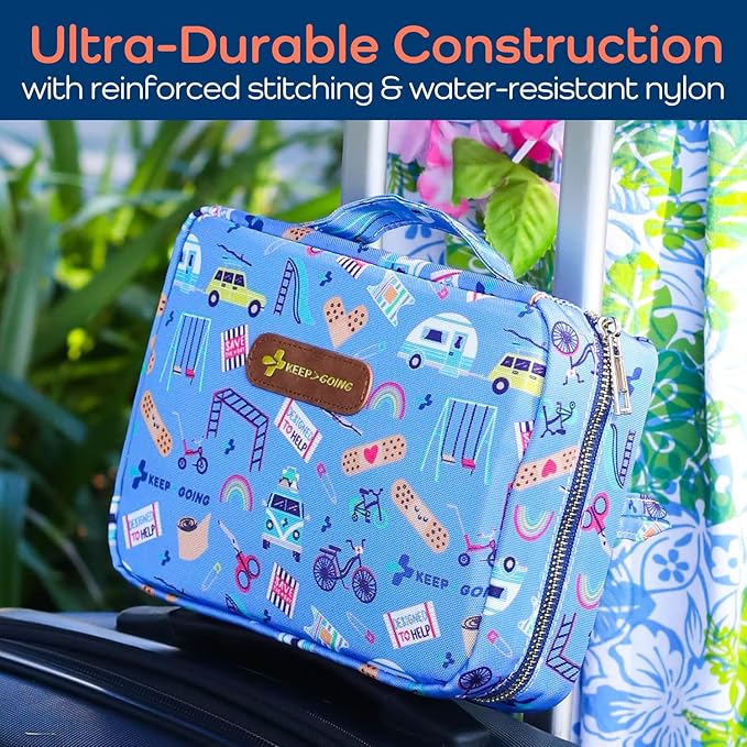 KeepGoing Large Home First Aid Kit for Kids – 270 Pc. for Car, Home, Dorm, & Boat with Latex-Free Bandages – 10 x 7 x 3.5 in. Travel First Aid Kit (Signature)-BubblyBeeBaby