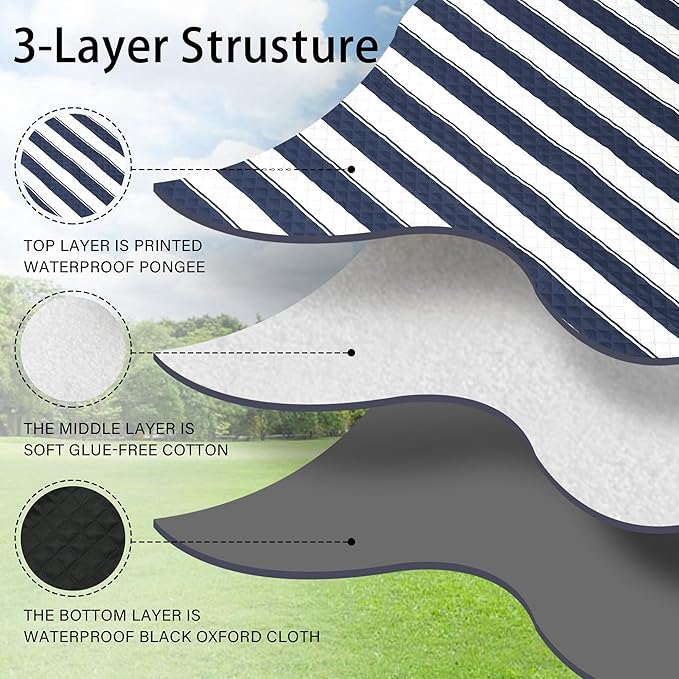 HX&OD Outdoor Picnic Blanket Extra Large, 80”x60” Waterproof Picnic Mat Foldable Camping Blanket Portable with Carry Strap for Beach Mat (Bule)-BubblyBeeBaby