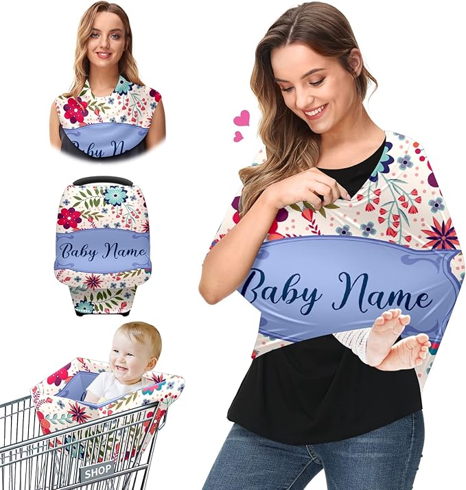 Baby Car Seat Stroller Cover Nursing Cover New Mom Breastfeeding Scarf Soft Stretchy Infant Carrier Cover Car Canopy Coverage-BubblyBeeBaby