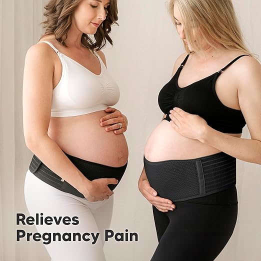 KeaBabies Maternity Belly Bands for Pregnant Women - Soft & Breathable Pregnancy Belly Support Band, Adjustable Maternity Belt for Back, Pelvic Support, Comfortable, Easy to Use (Midnight Black, M/L)-BubblyBeeBaby